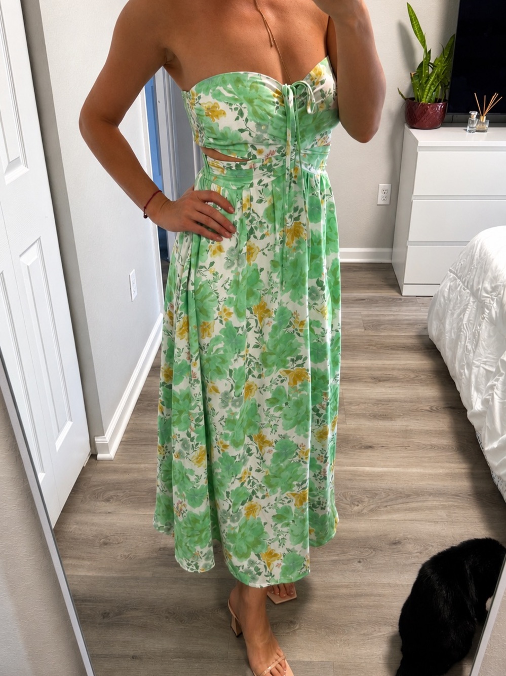 WhoIAm dress from Hello Molly Strapless Floral Maxi Dress in Green and Yellow